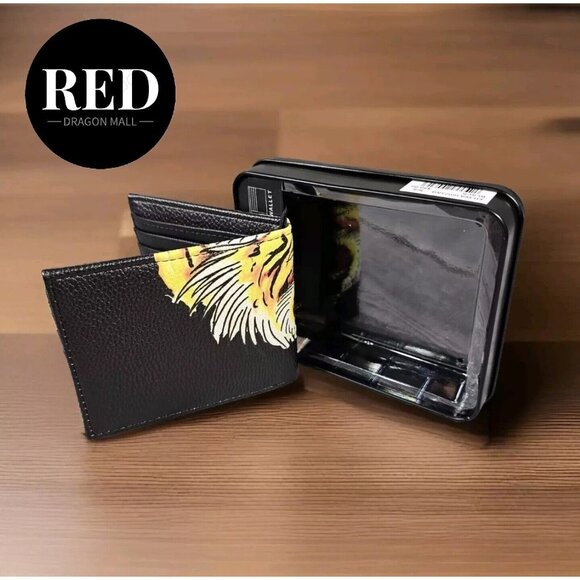 ED HARDY TIGER BLACK BIFOLD WALLET WITH METAL BOX - NEW - Picture 6 of 9